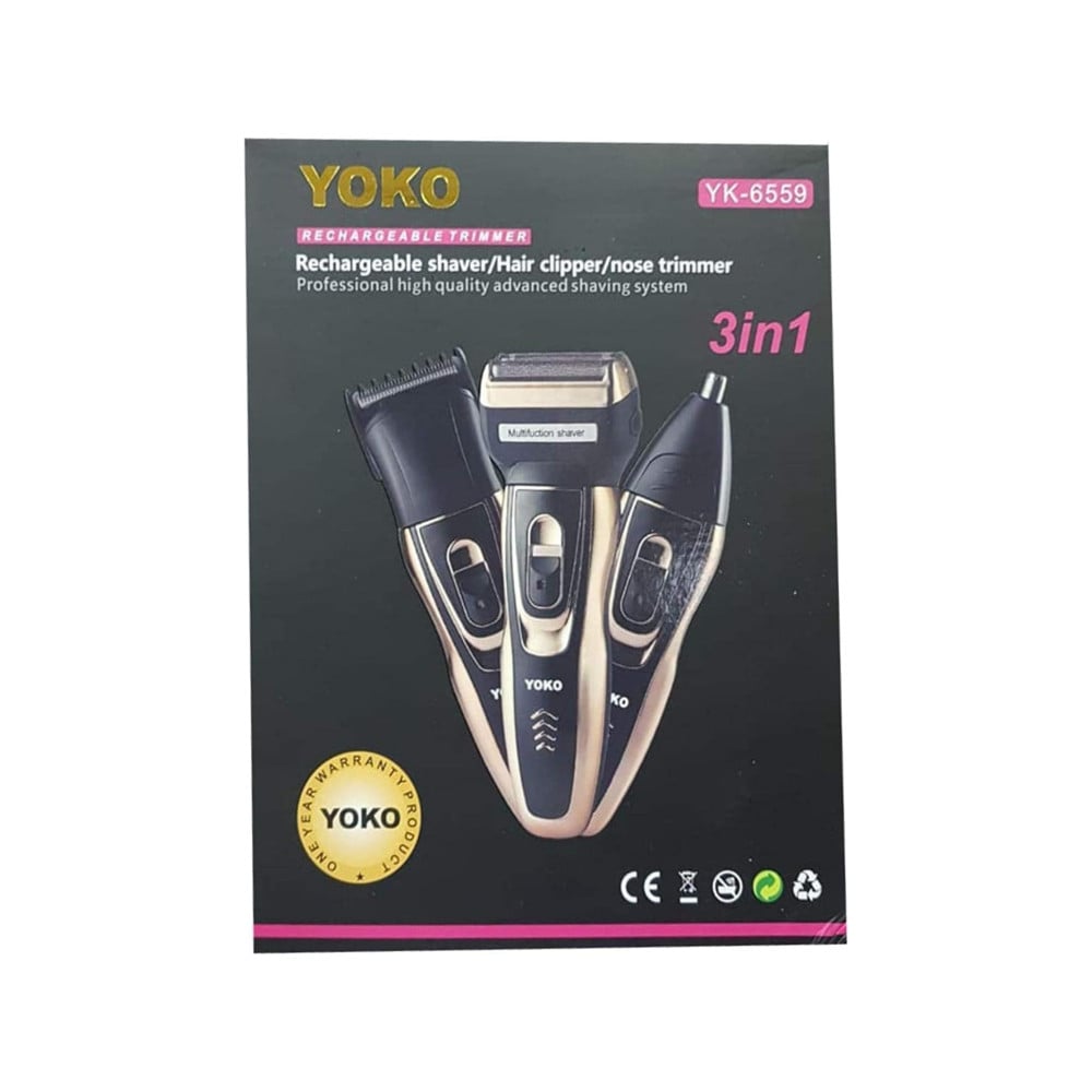 Pro Yoko Rechargeable Shaver/Hair Clipper/Nose Trimmer 3 In 1 - Image 2